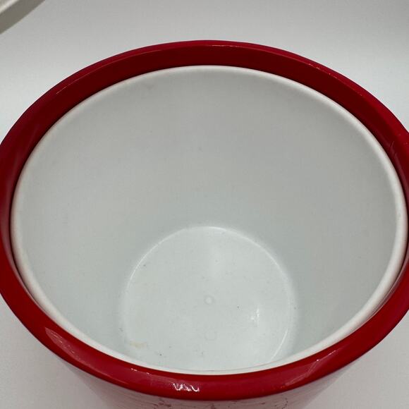 Vintage Red & White Ice Bucket, Vinyl & Plastic, Mid Century Modern 7.25" - Picture 3 of 9